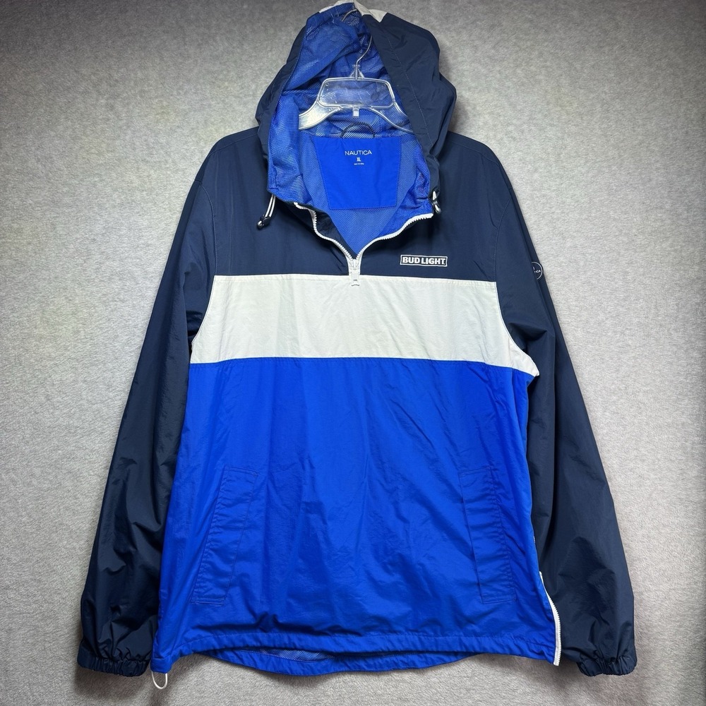 Limited Edition Nautica x Bud Light Windbreaker Jacket Men's XL Hooded Pullover